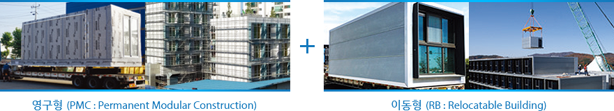 영구형 (PMC: Permanent Modular Construction) + 이동형 (RB: Relocatable Building)